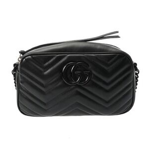 GUCCI GG Marmont Camera Bag Black Leather Shoulder